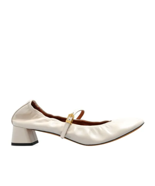 Lanvin Wedge-Heel Buckle-Strap Ballerinas
