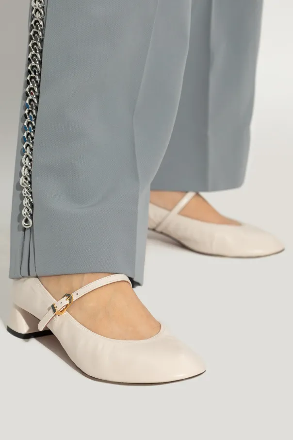 Lanvin Wedge-Heel Buckle-Strap Ballerinas