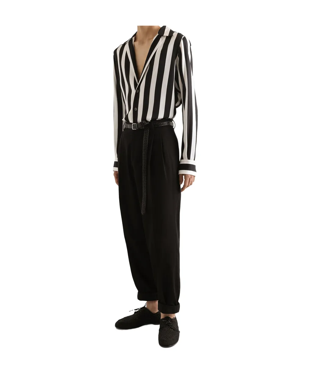 Dolce & Gabbana Long-Sleeved V-Neck Striped Shirt