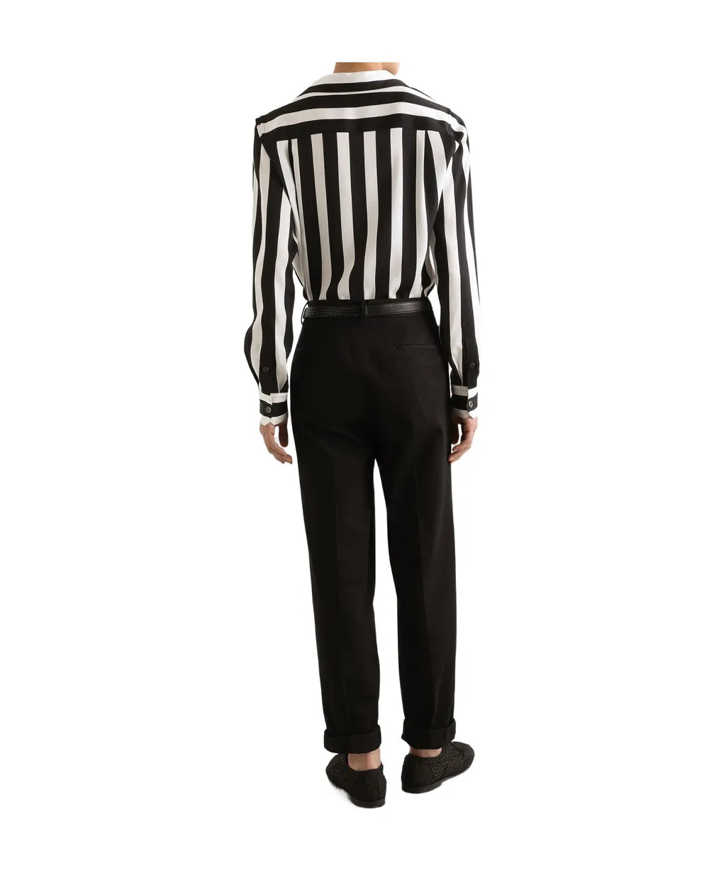 Dolce & Gabbana Long-Sleeved V-Neck Striped Shirt