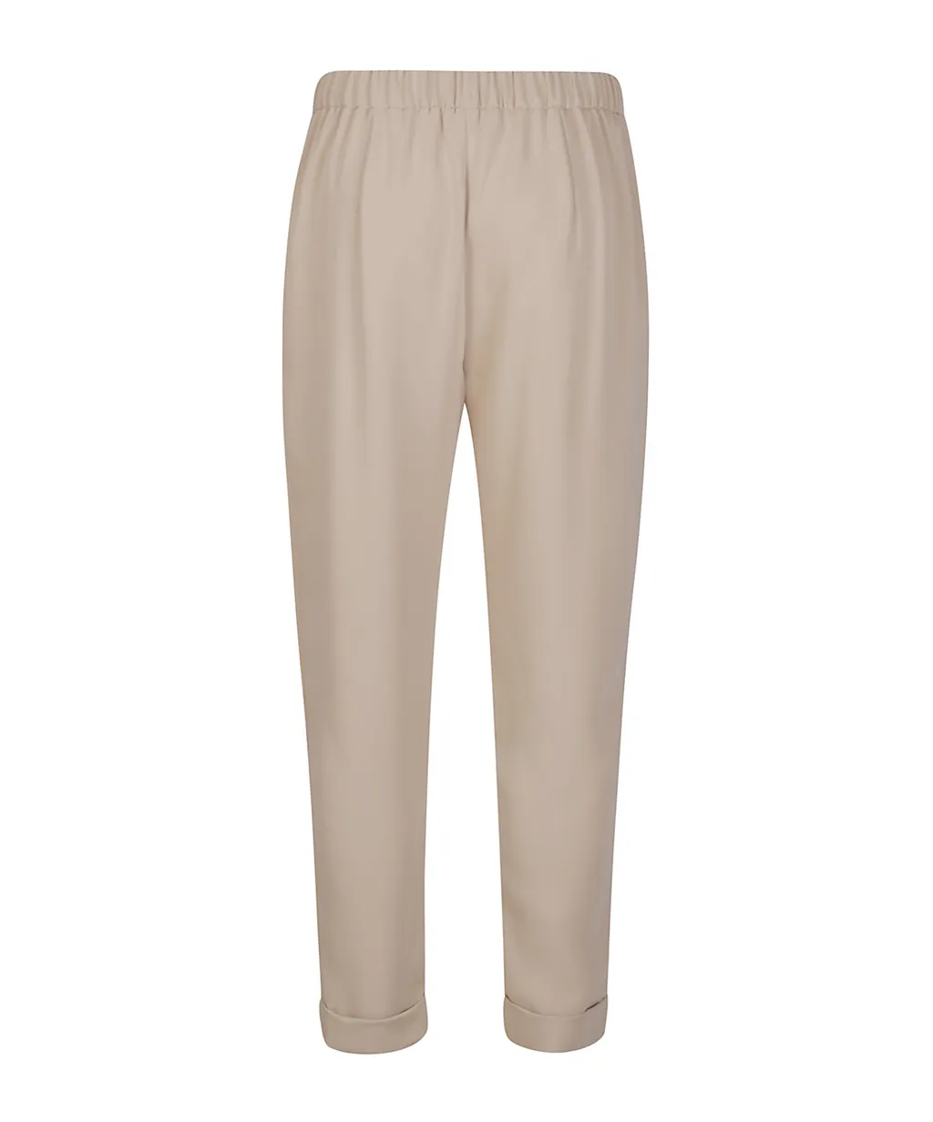 Elastic-Waistband Cuffed Trousers