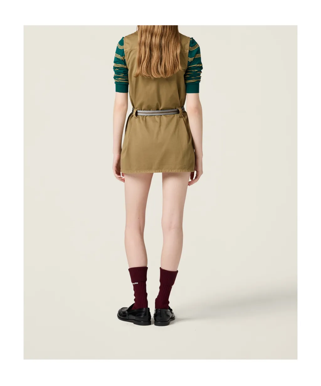 Miu Miu Garment-Dyed Belted Mini Dress