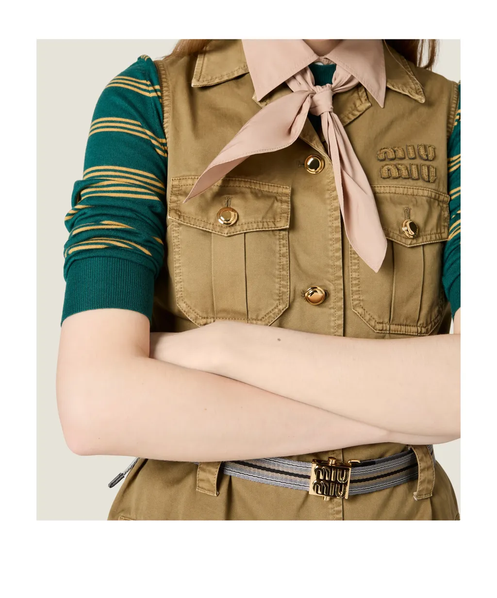 Miu Miu Garment-Dyed Belted Mini Dress