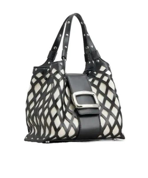 Viv' Choc Mini Shopping Bag In Leather And Fabric