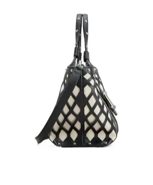 Viv' Choc Mini Shopping Bag In Leather And Fabric