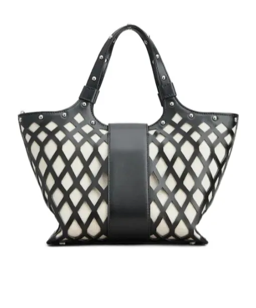 Viv' Choc Mini Shopping Bag In Leather And Fabric