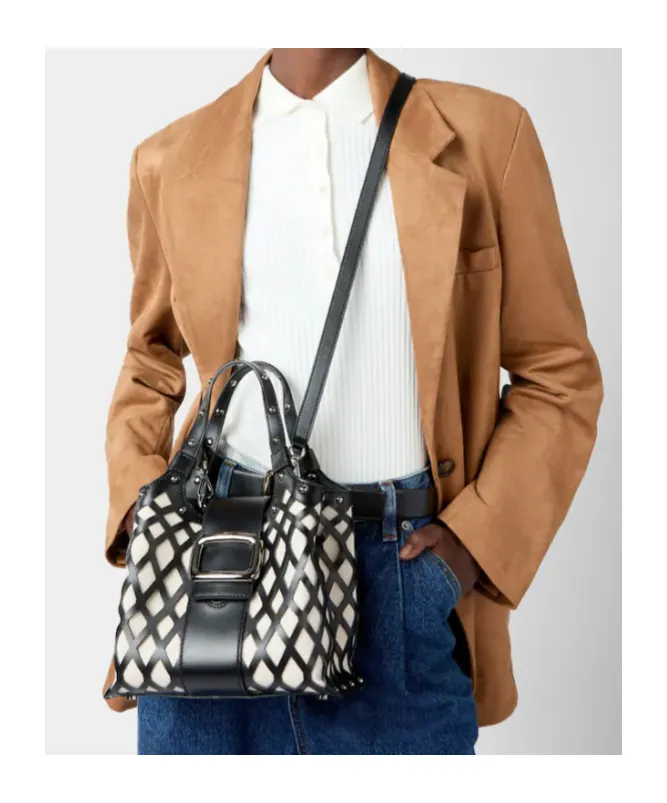 Viv' Choc Mini Shopping Bag In Leather And Fabric