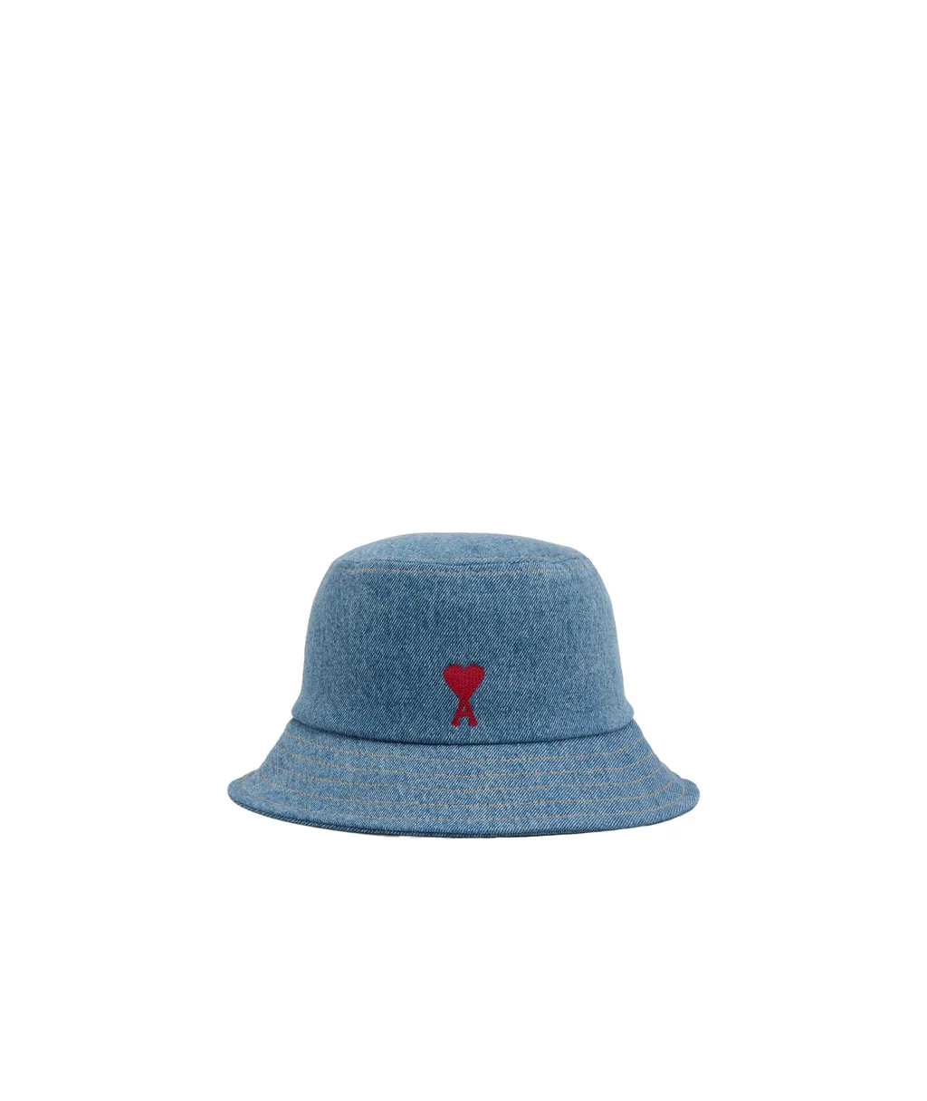 Ami Paris Ami De Coeur Denim Bucket Hat