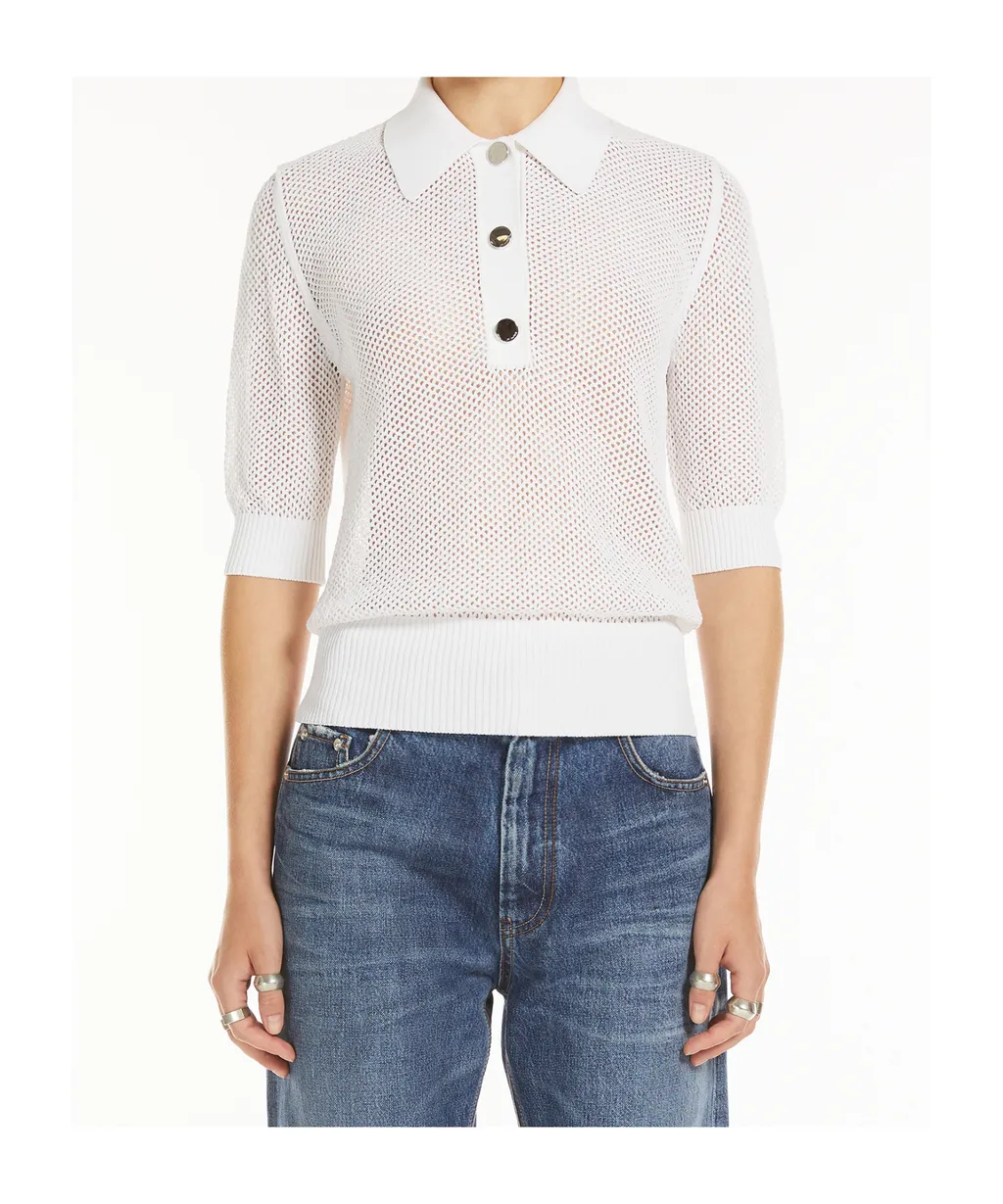 Sportmax Casta Button Detailed Short-Sleeved Polo Top