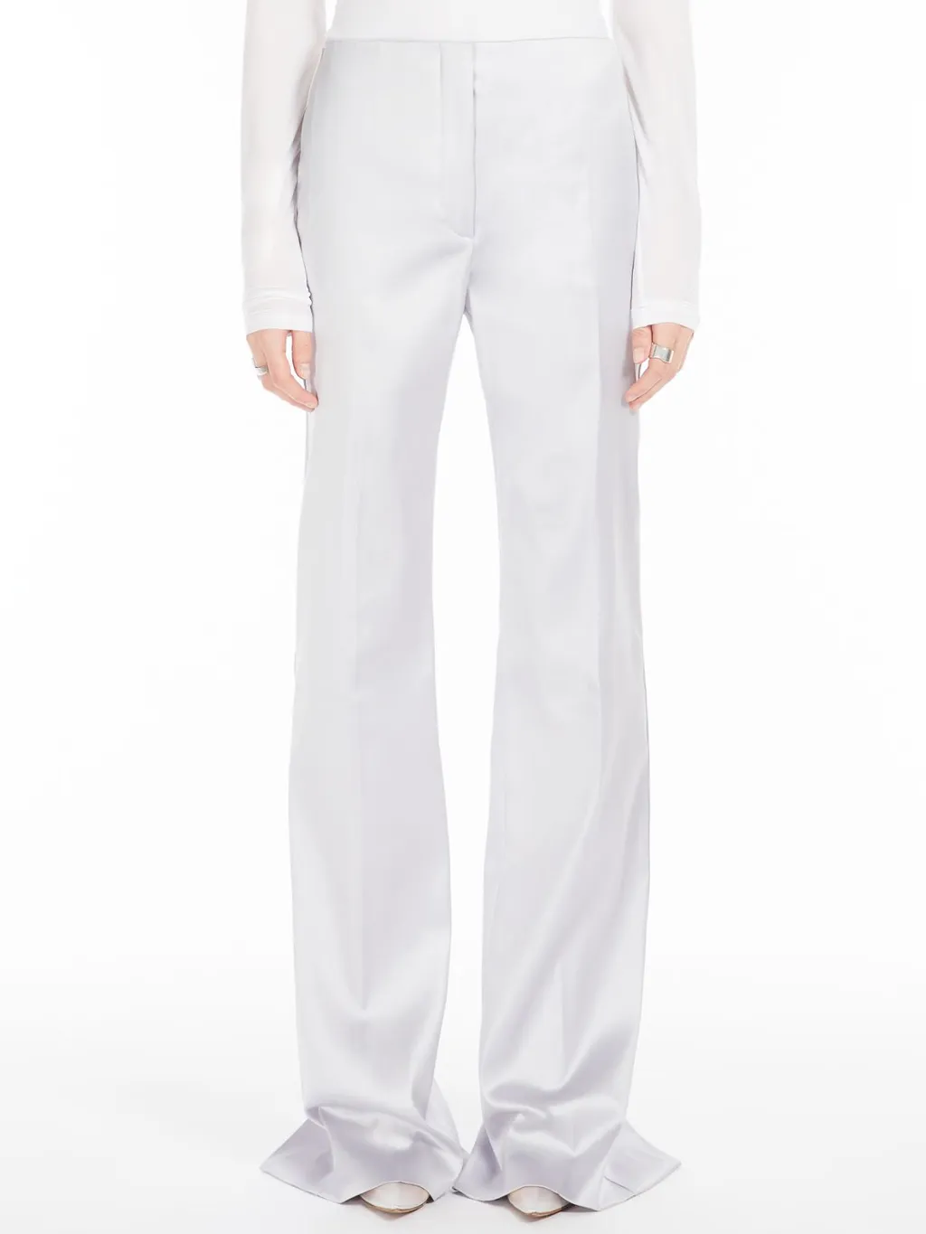 Satin-Finish Tailored Trousers
