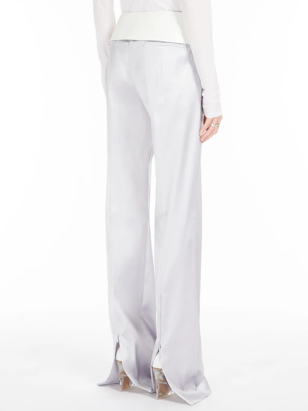 Satin-Finish Tailored Trousers