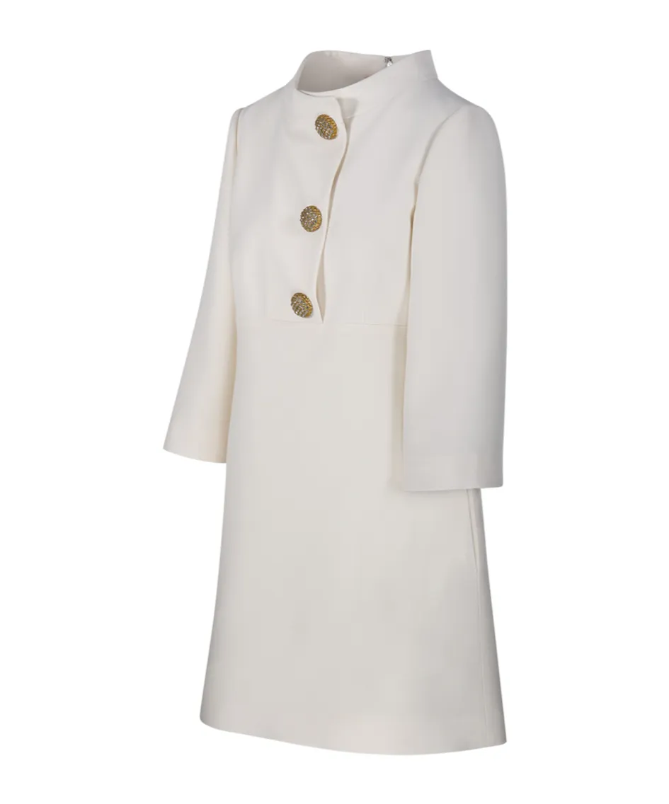 Valentino Button Detailed Crewneck Dress