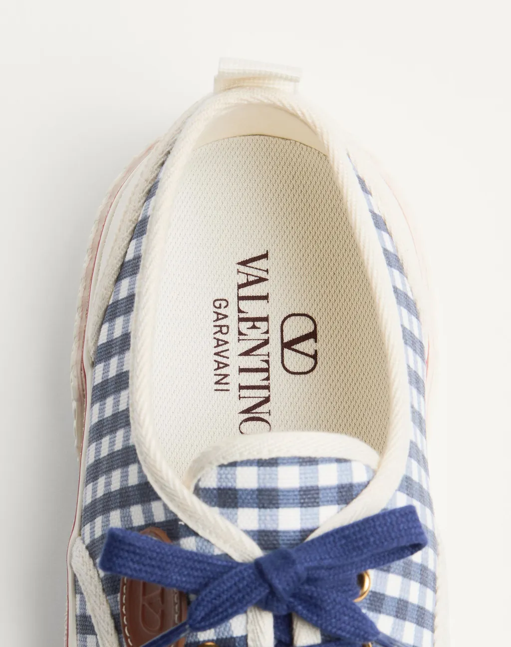 Valentino Gingham-Checked Lace-Up Sneakers