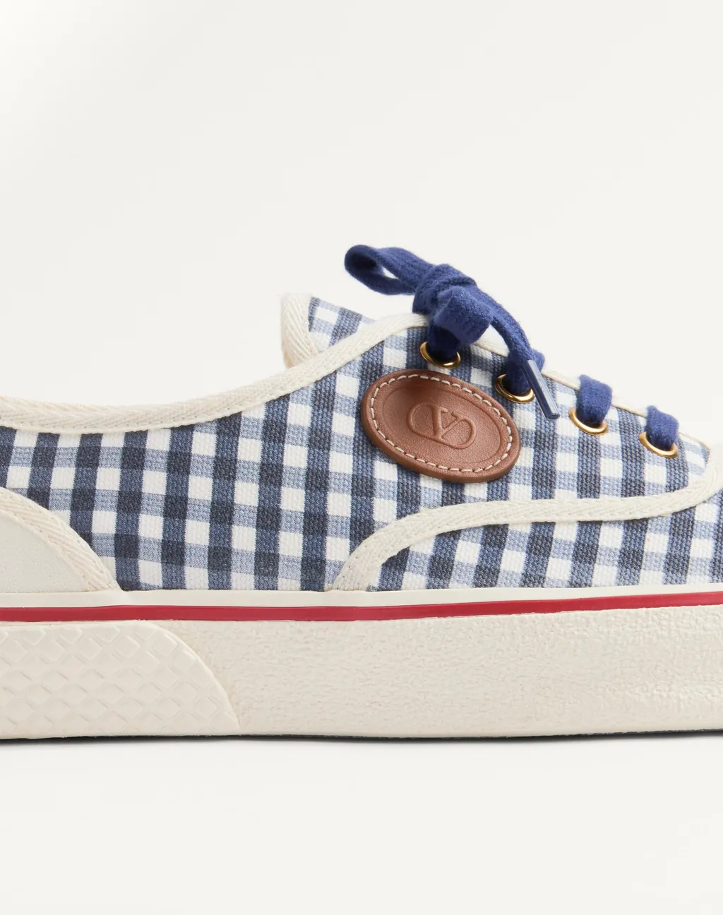 Valentino Gingham-Checked Lace-Up Sneakers