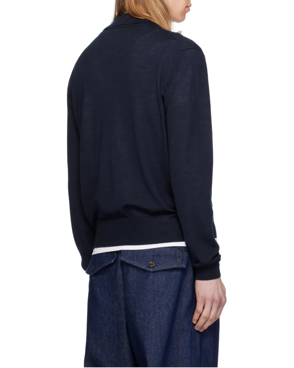 Ami Fine-Knit Long Sleeved Polo Shirt