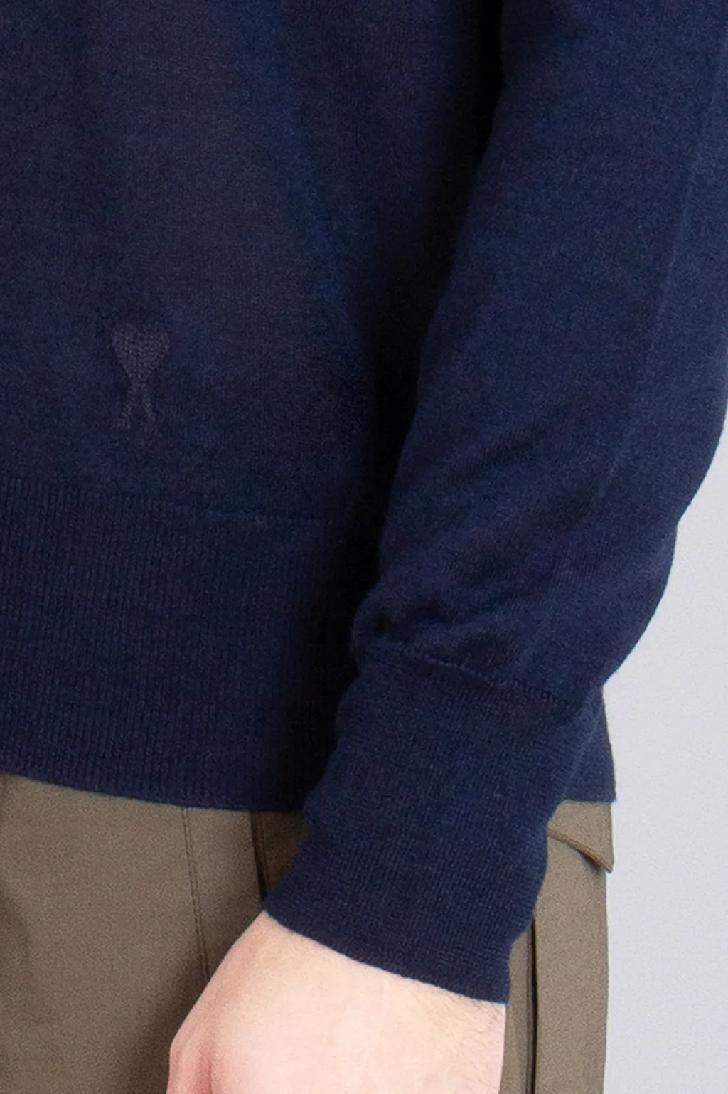 Ami Fine-Knit Long Sleeved Polo Shirt