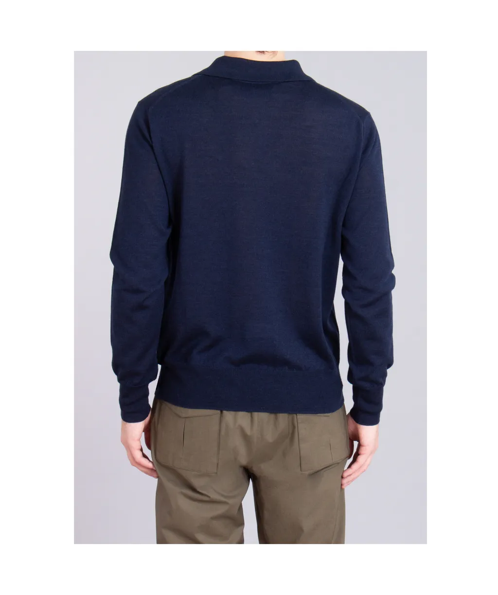 Ami Fine-Knit Long Sleeved Polo Shirt
