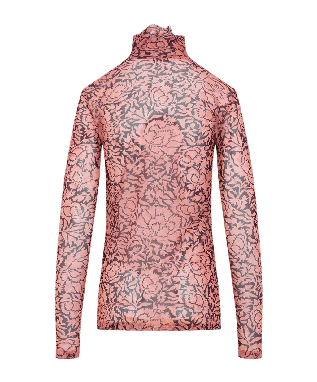 Sheer Turtleneck Blouse