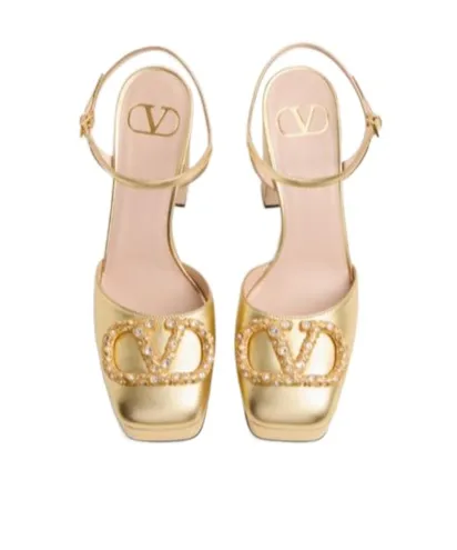 Valentino	Vlogo Signature Embellished Square Toe Pumps