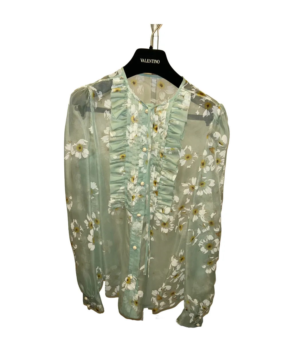 Ruffled Floral-Print Shirt