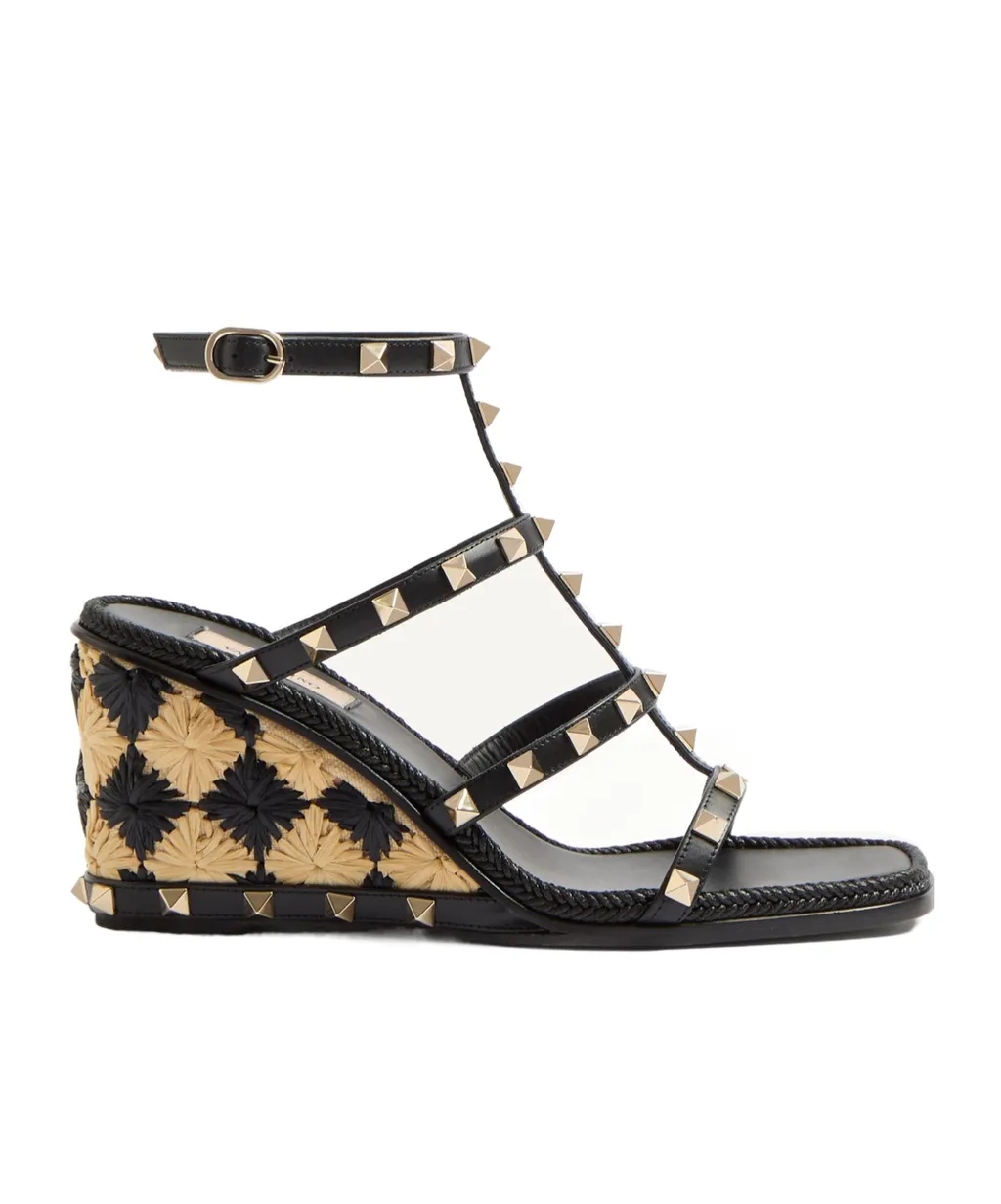 Valentino Garavani Rockstud Open Toe Wedge Sandals