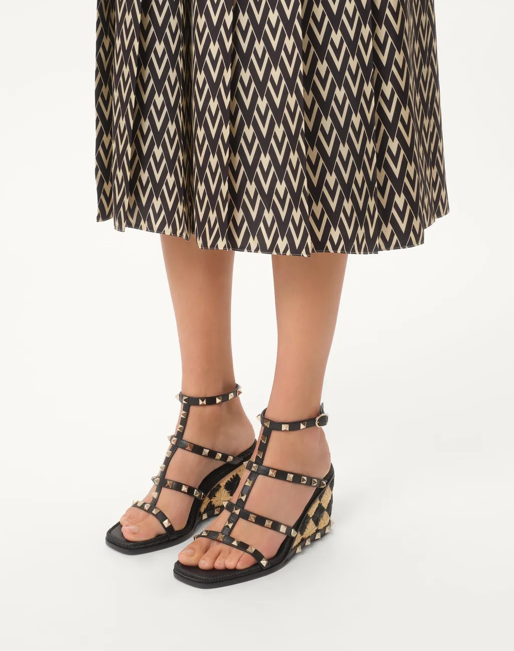 Valentino Garavani Rockstud Open Toe Wedge Sandals