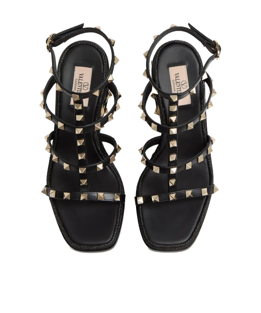 Valentino Garavani Rockstud Open Toe Wedge Sandals