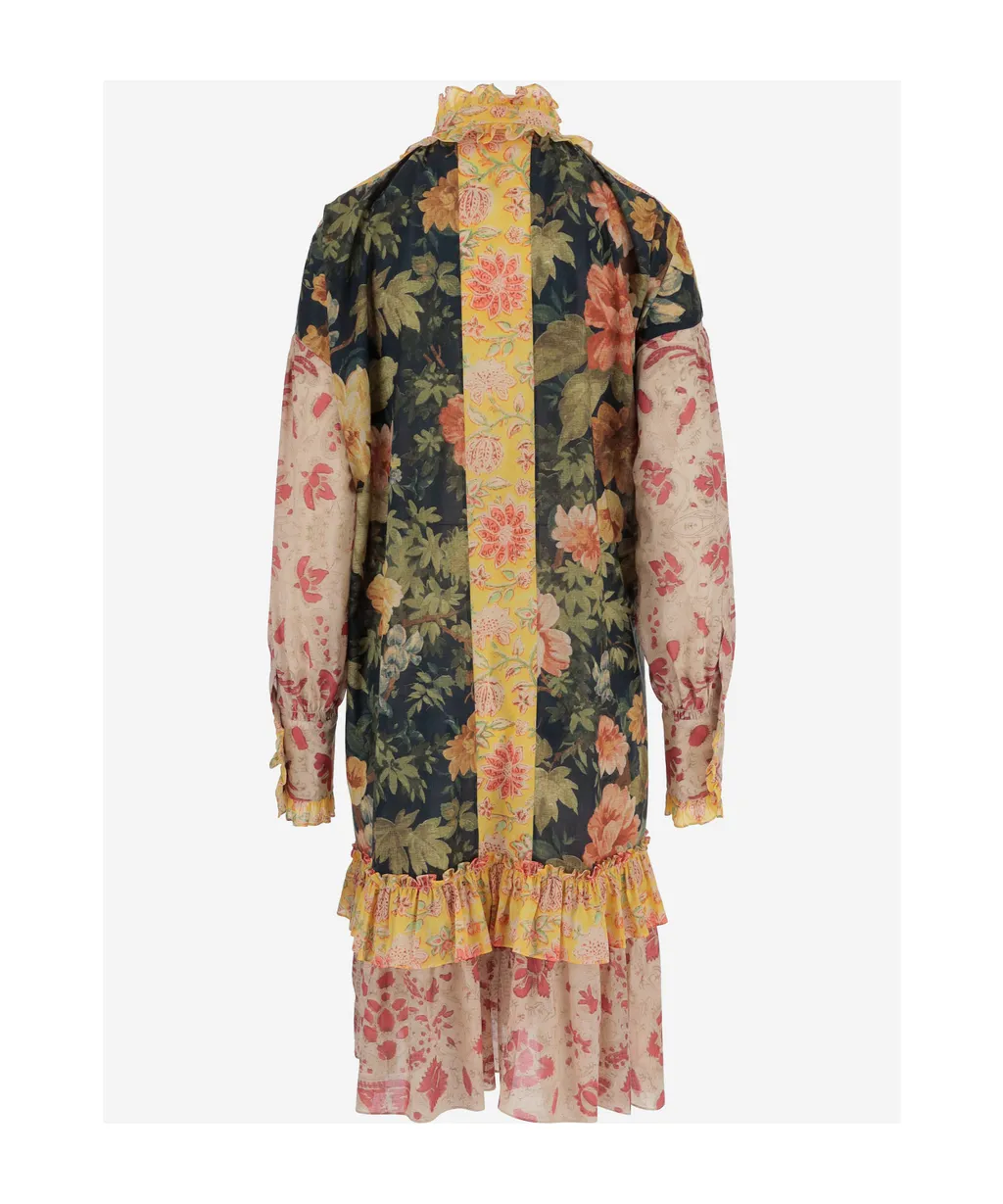 Valentino Garavani Floral Print Ruffle Detailed Dress