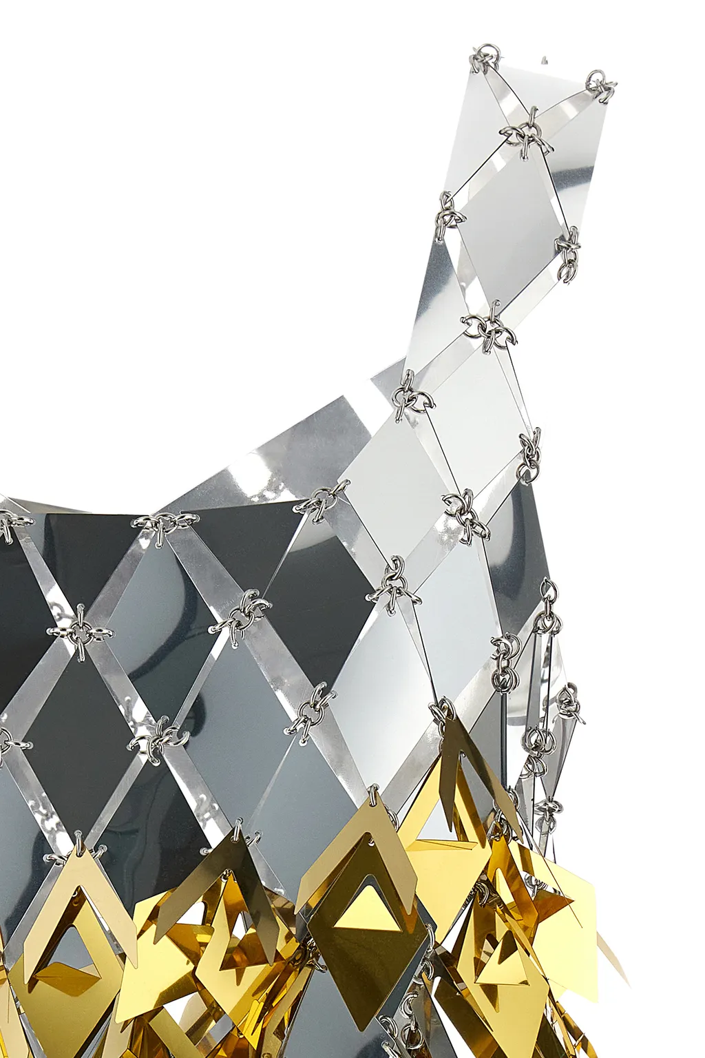 Paco Rabanne Spikey-Fringed Mirrored Crop Top