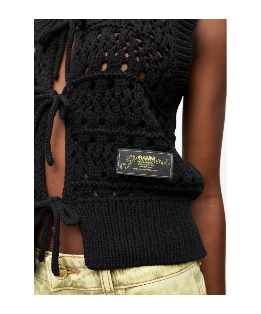 Ganni Crochet Tie String Vest