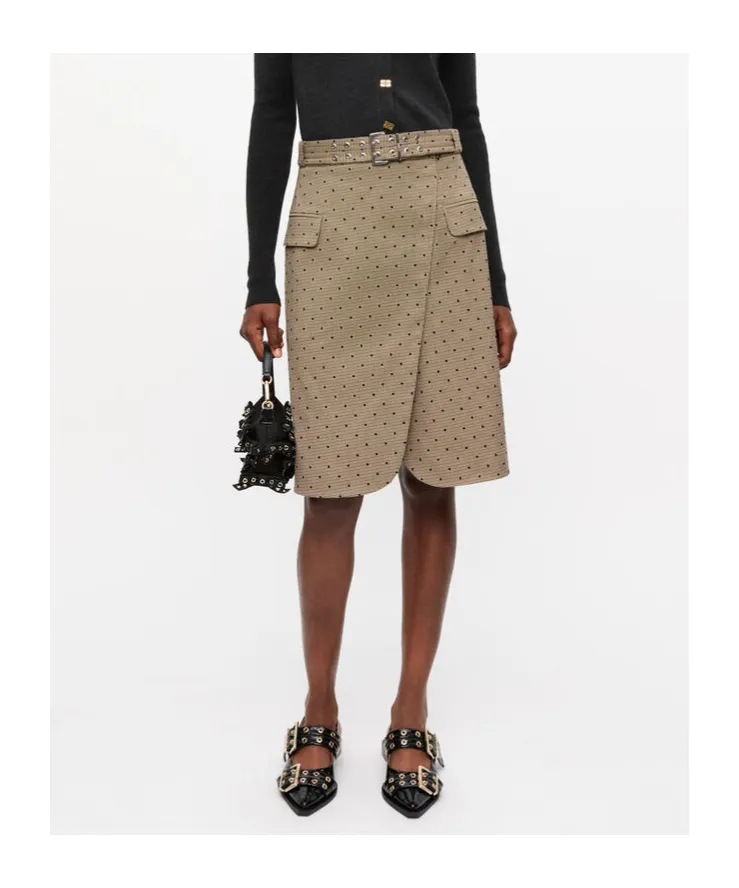 Ganni Flock Check Suiting Skirt