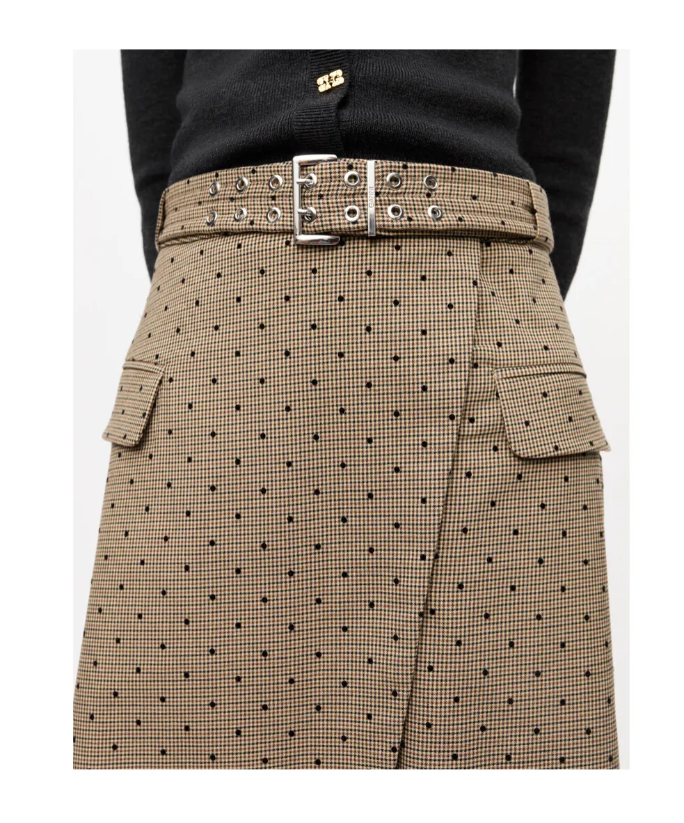 Ganni Flock Check Suiting Skirt