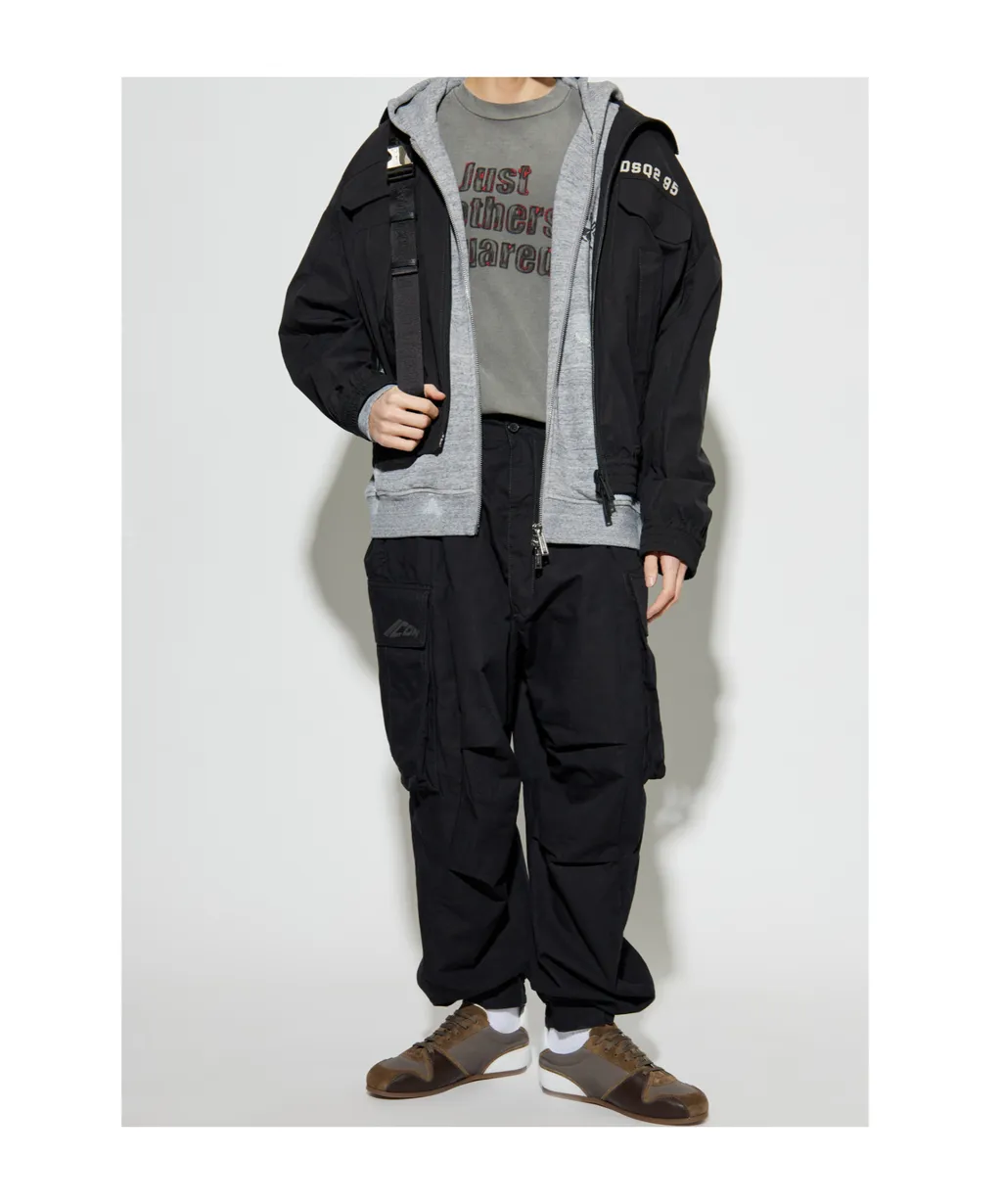 Dsquared2 Logo Printed Zipped Destroyed Hoodie