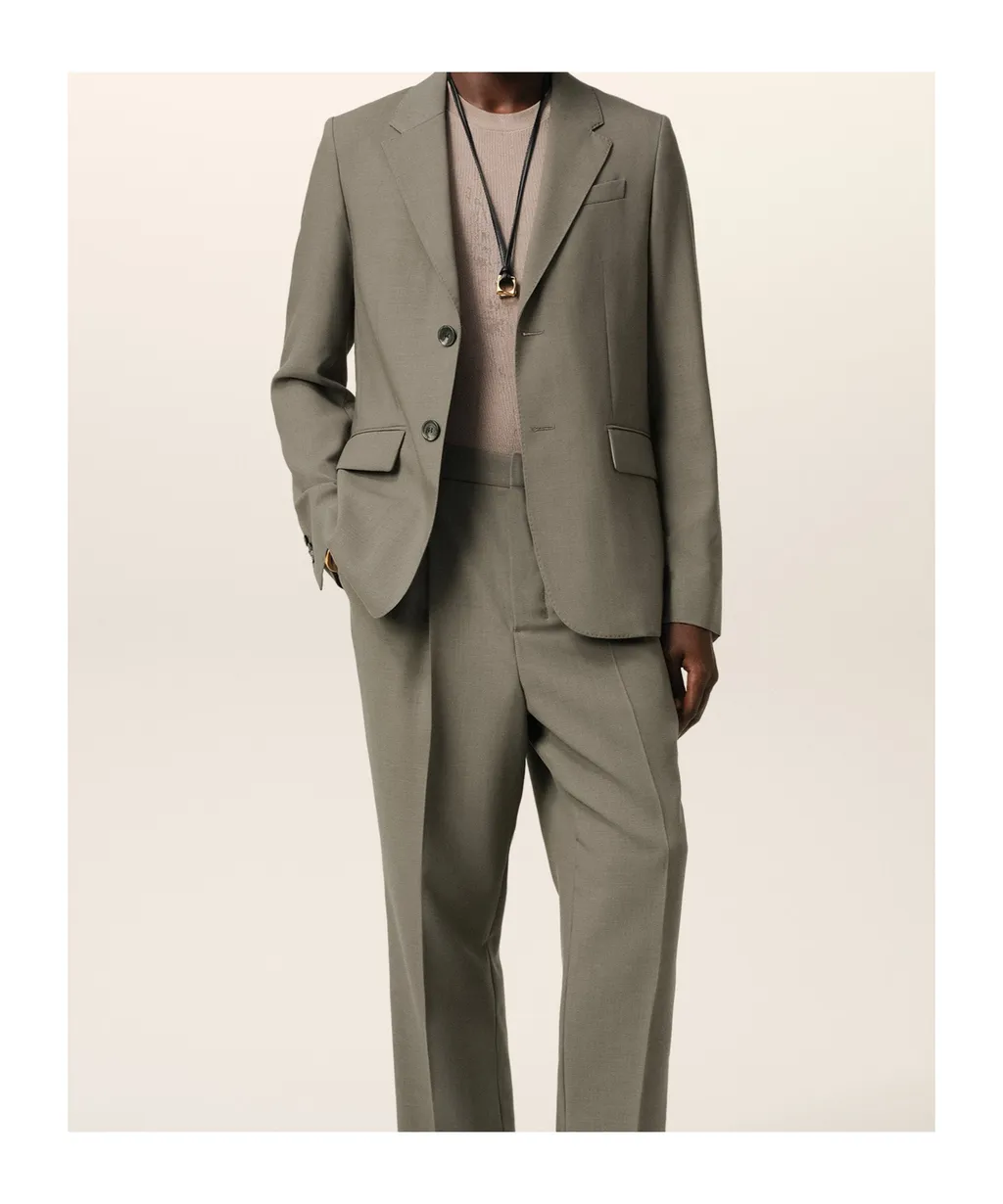 Long-Sleeved Wool Suit Coat