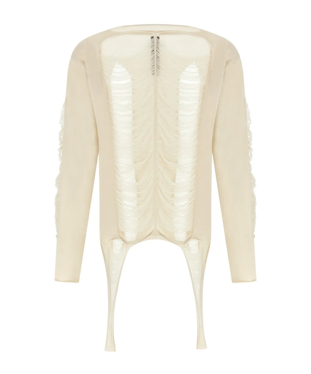 Rick Owens Long Sleeved Distressed Knitted Top