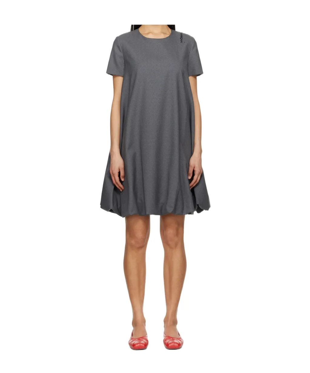 Short Grey Wool Dress With Marni Symbol