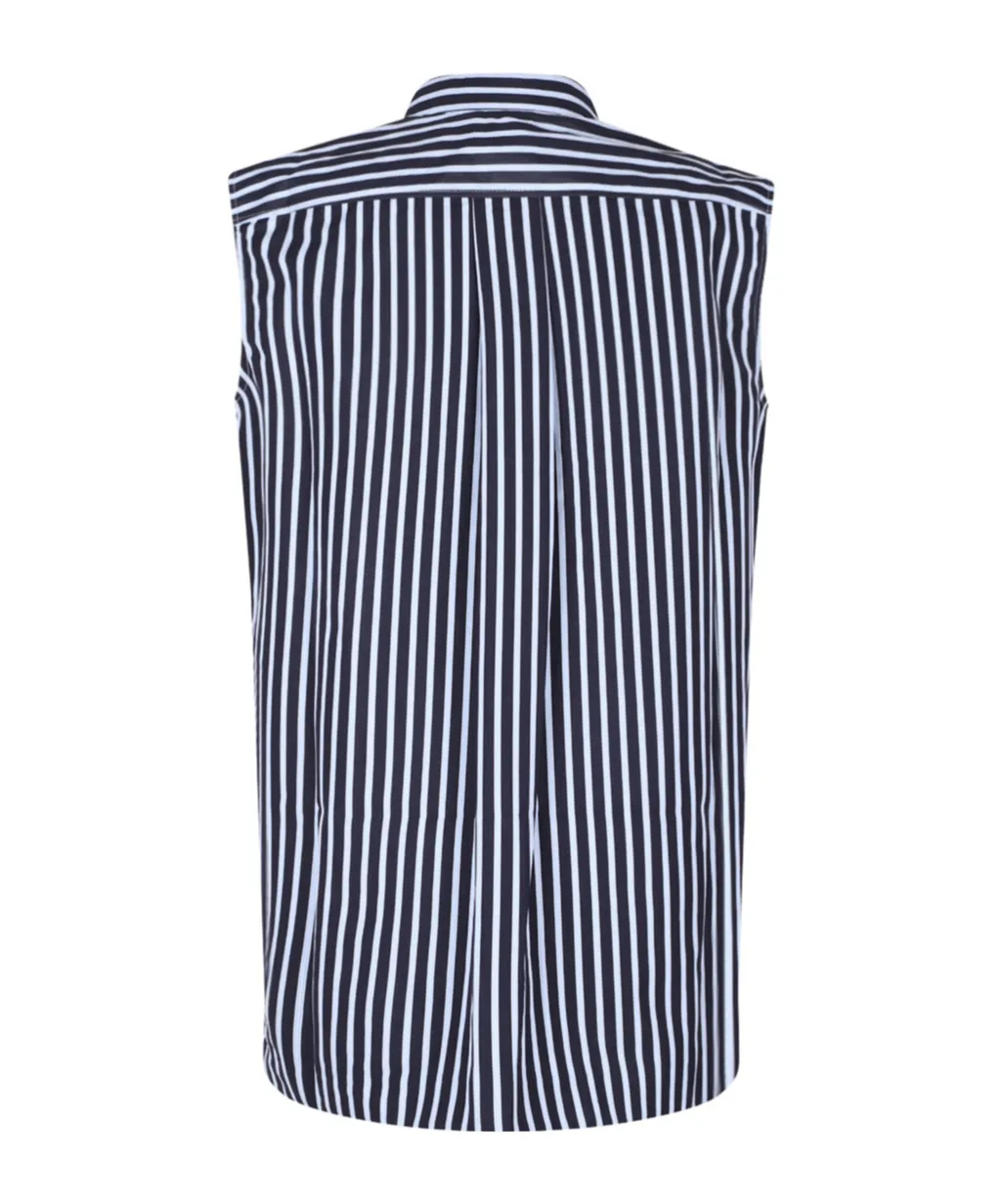 Patou Striped Collared Sleeveless Mini Dress