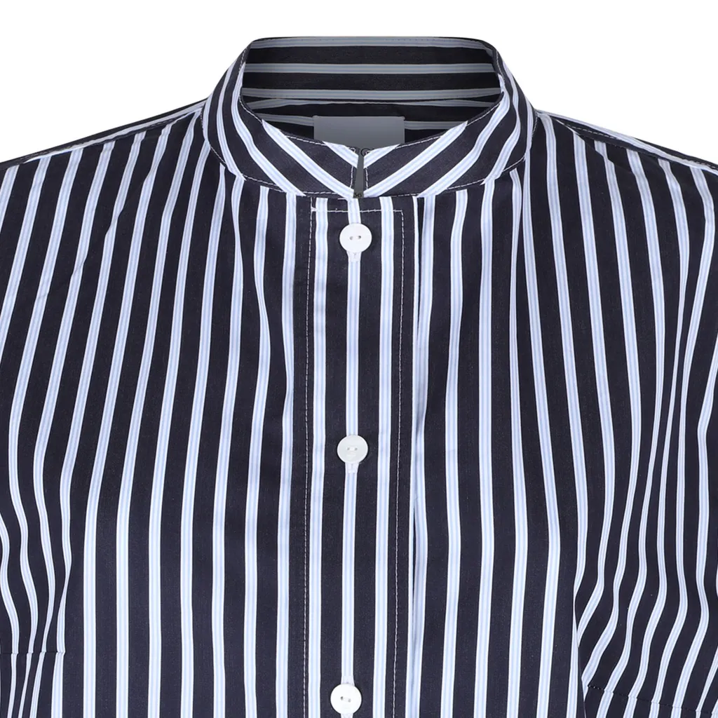 Patou Striped Collared Sleeveless Mini Dress