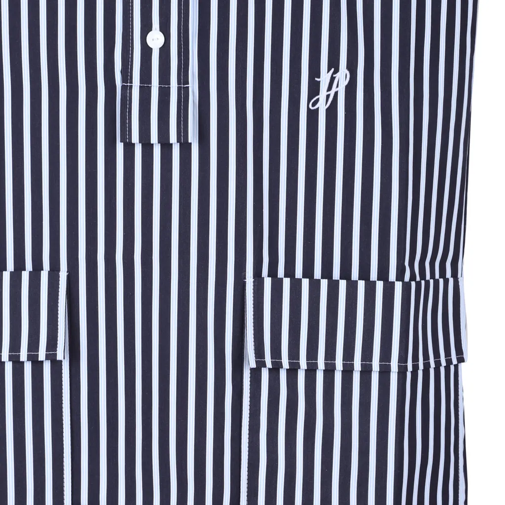 Patou Striped Collared Sleeveless Mini Dress