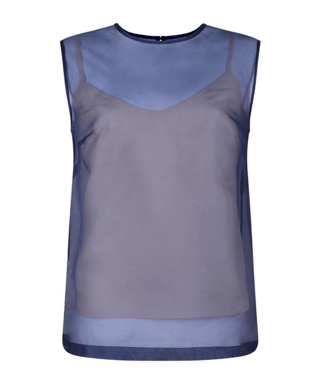P.A.R.O.S.H. Semi-Sheer Sleeveless Top