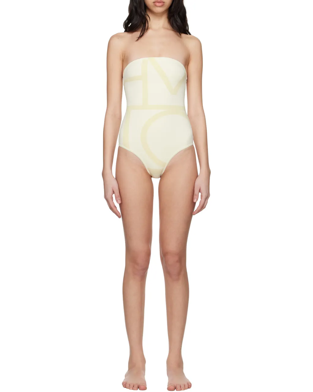 Totme Monogram Strapless Stretched Swimsuit