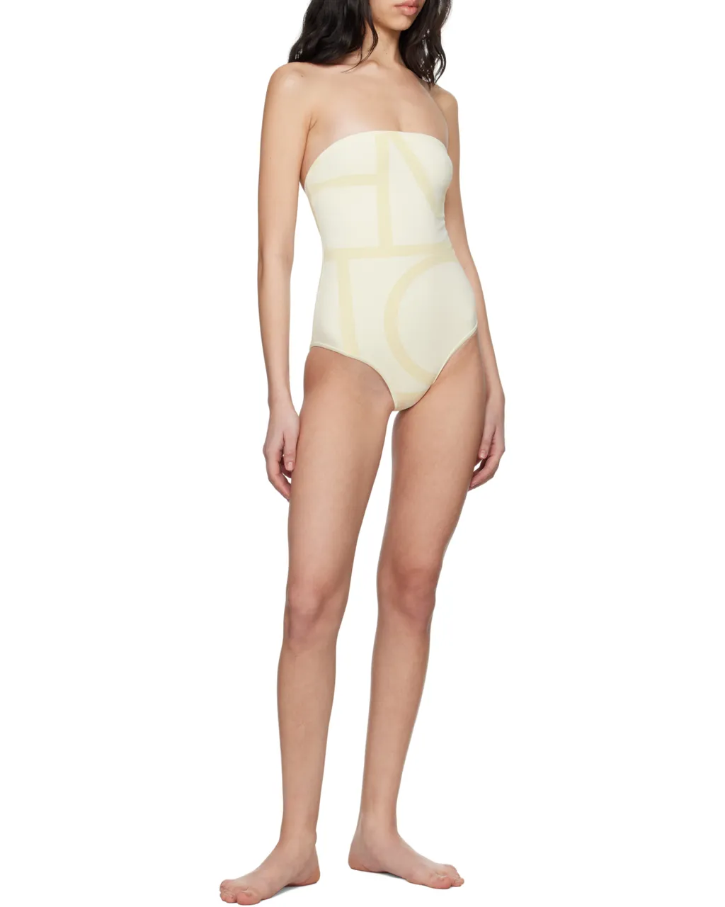 Totme Monogram Strapless Stretched Swimsuit
