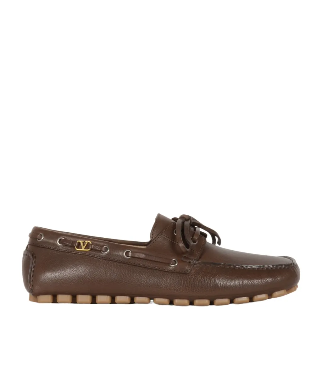 Valentino Fastaway Logo Plaque Driver Loafers
