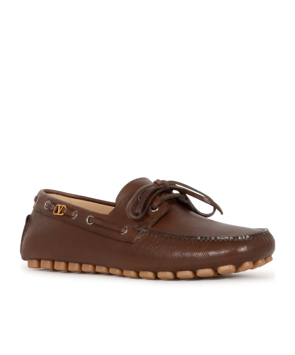 Valentino Fastaway Logo Plaque Driver Loafers