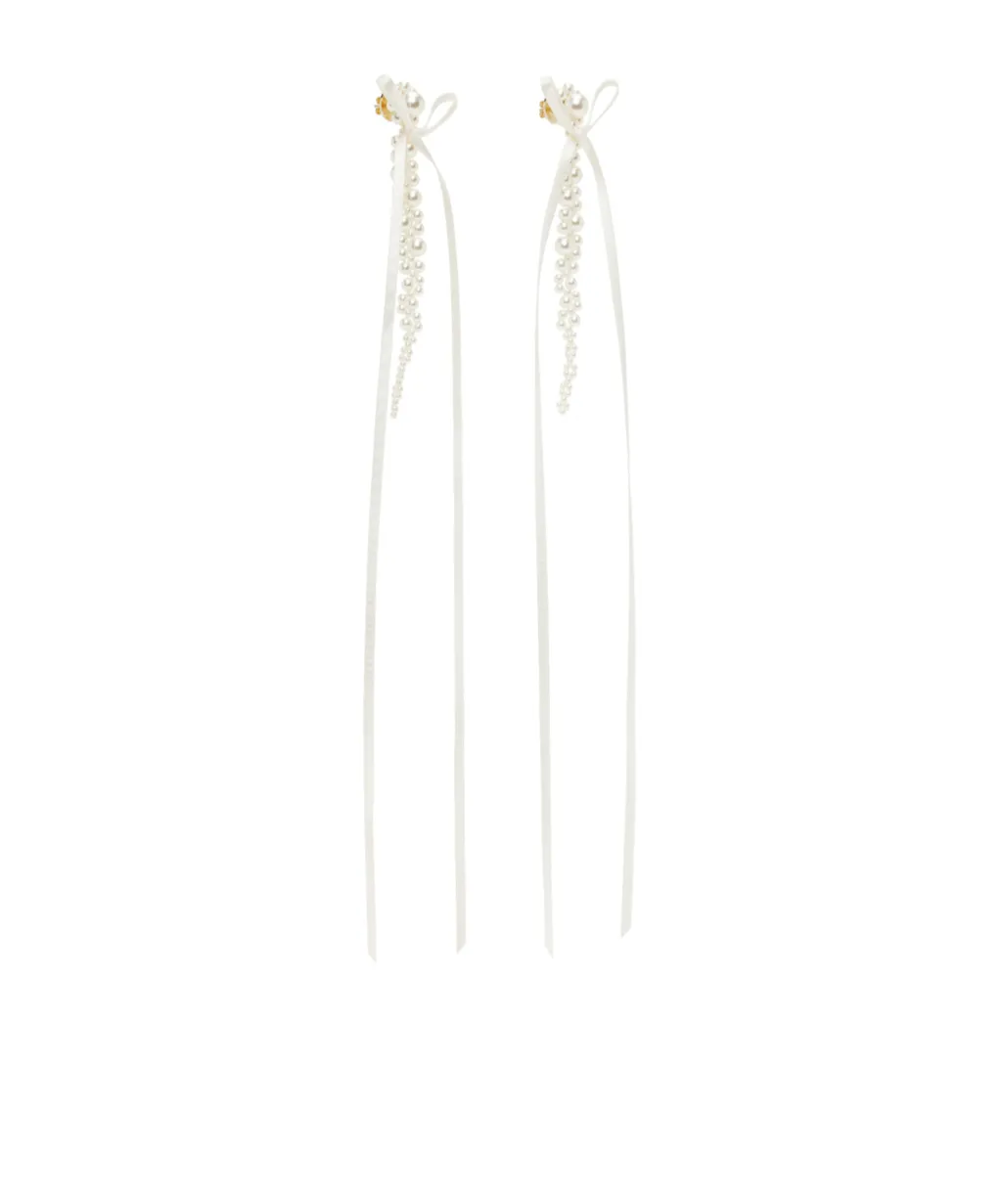 Slim Bow Ribbon Drip Earrings