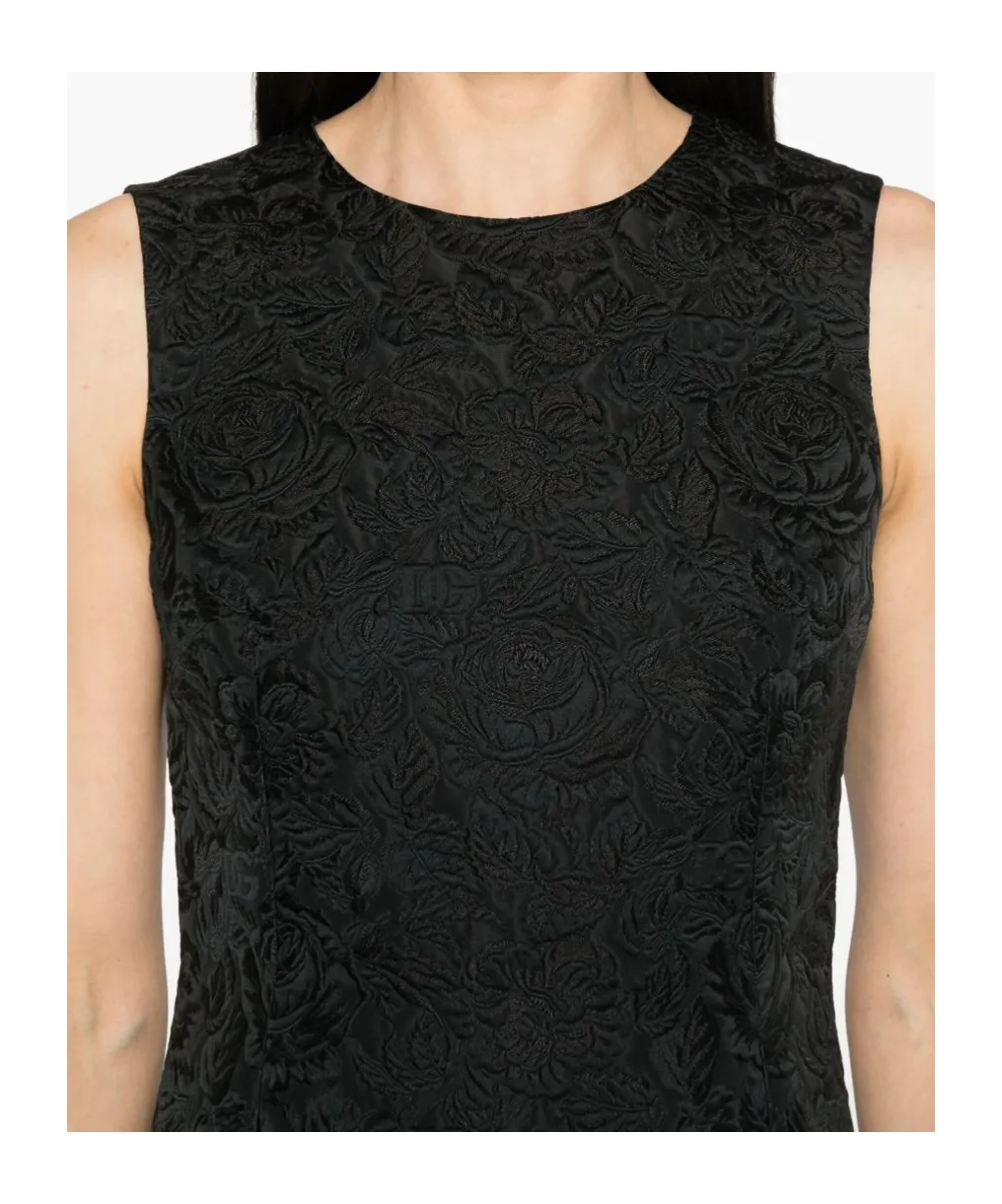 Floral-Jacquard Mini Dress