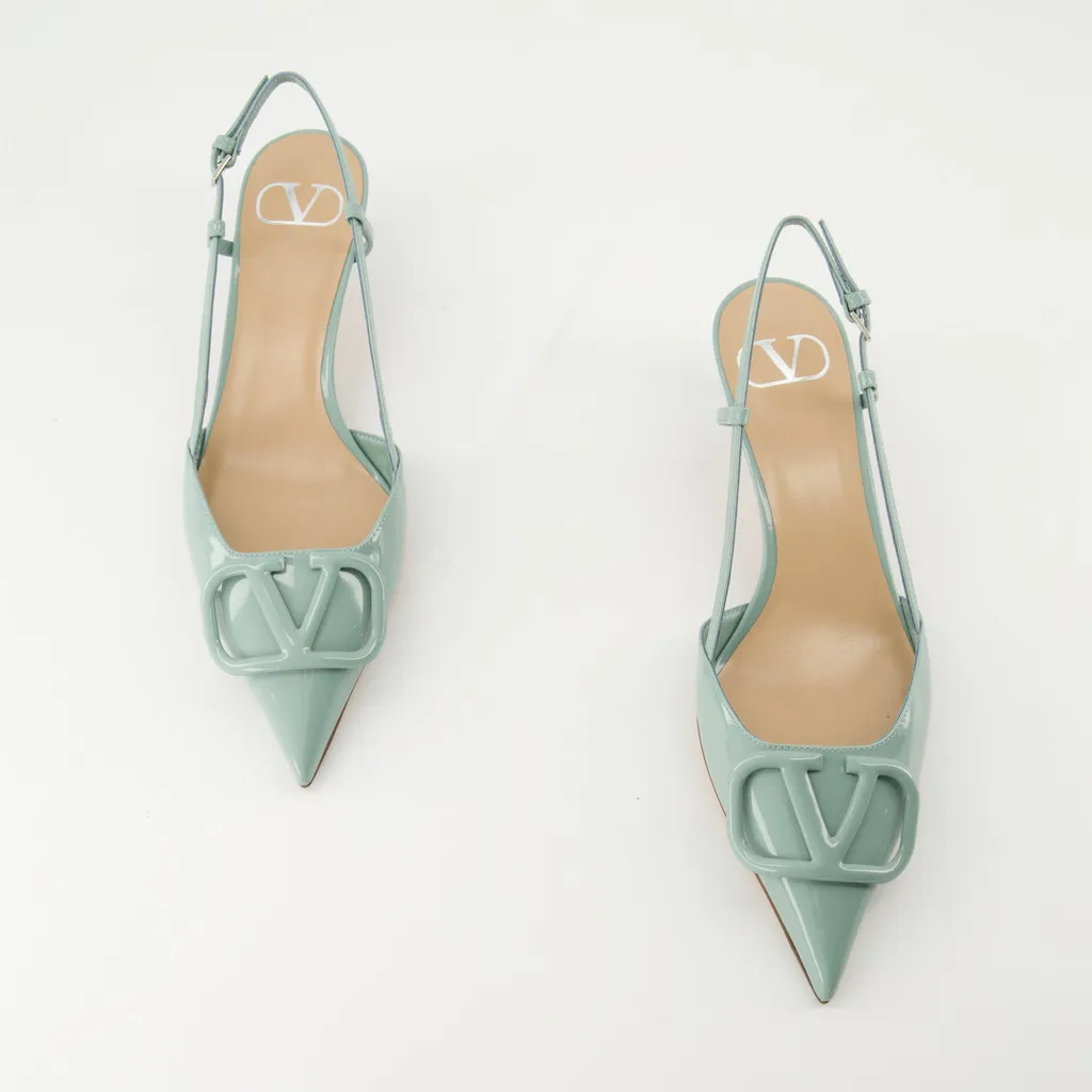 Valentino Vlogo Pointed Toe Slingback Pumps
