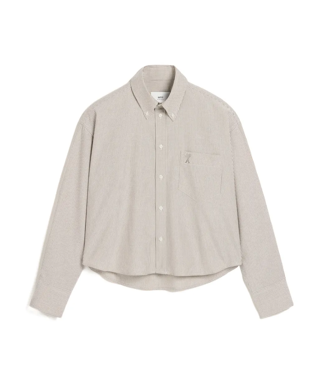 Ami Paris Ami De Coeur Striped Long-Sleeved Shirt