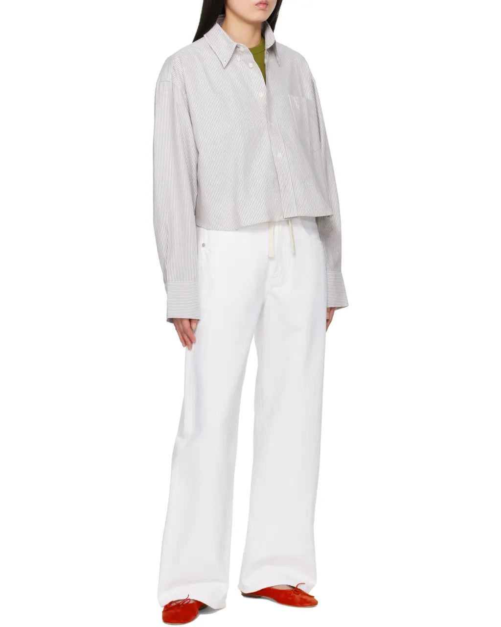 Ami Paris Ami De Coeur Striped Long-Sleeved Shirt