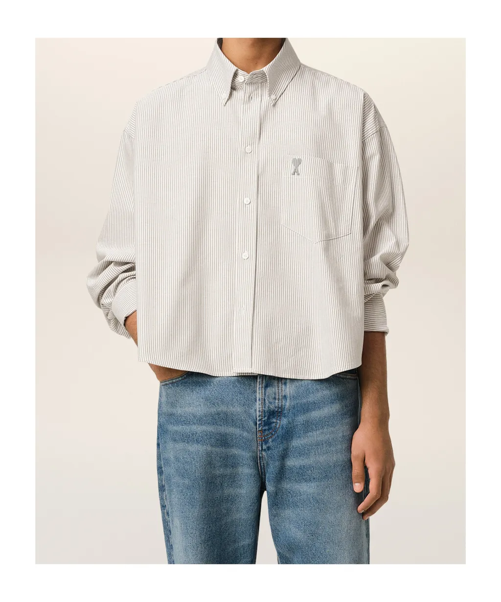 Ami Paris Ami De Coeur Striped Long-Sleeved Shirt